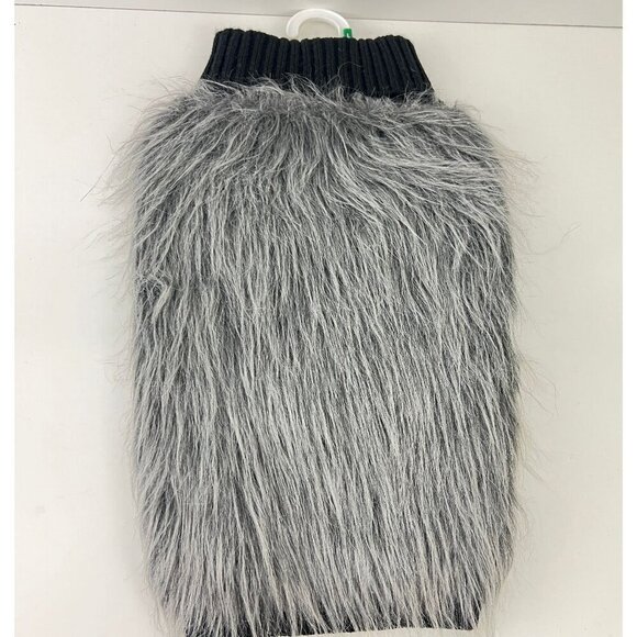 Fabdog  Pet Apparel Faux Fur Sweater Vest For Dogs Black & Gray Size L - Picture 1 of 7